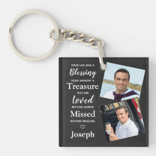 Memorial Herdenking Poem Faux Leather Foto Sleutelhanger