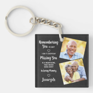 Memorial Herdenking Sympathie Faux Leather Foto Sleutelhanger