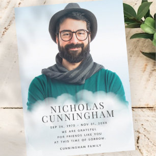 Memorial in Clouds Modern Classic Simple Photo Bedankkaart