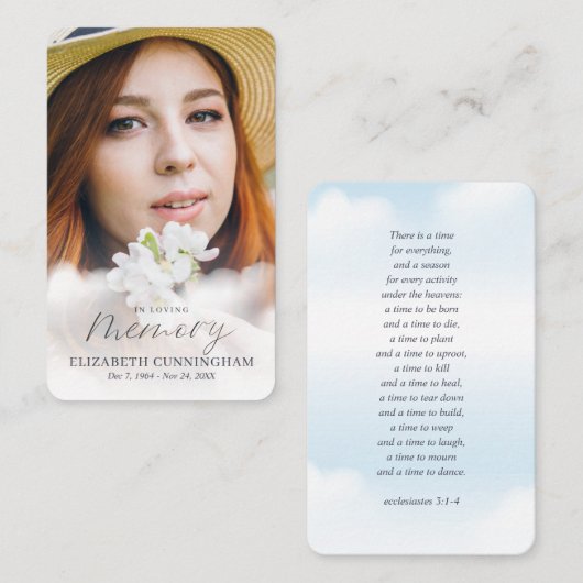 Memorial in Loating Memory Clouds Modern Photo Visitekaartje (Voorkant / Achterkant)