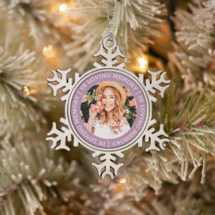 Memorial in Loating Memory Modern Custom Photo Tin Sneeuwvlok Ornament