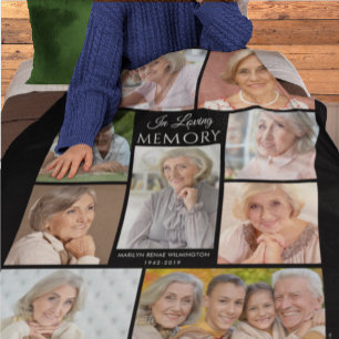 Memorial IN LOMORY Photo Collage Black Fleece Deken