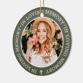 Memorial in Loving Memory Modern Cross Photo Keramisch Ornament (Links)