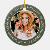 Memorial in Loving Memory Modern Cross Photo Keramisch Ornament (Achterkant)