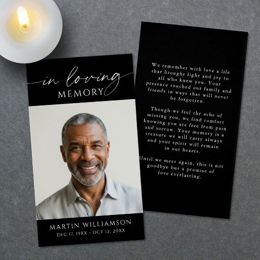 Memorial In Loving Memory Photo Simple Prayer Card