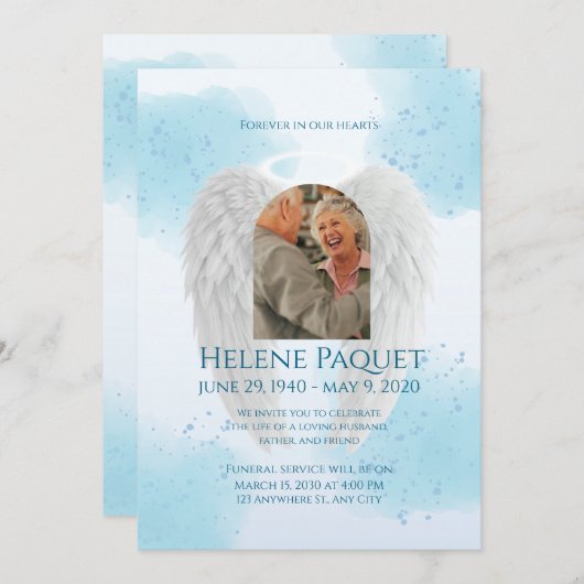 Memorial Invitation Template – Angel Design (Devant / Derrière)