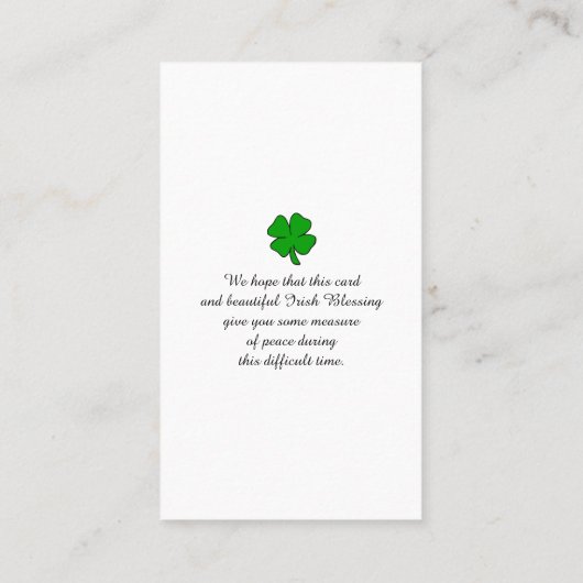 Memorial Irish Sympathy Card Visitekaartje (Achterkant)