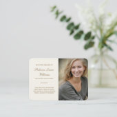 Memorial Kaart met foto begrafenis ivoor goud Visitekaartje (Staand voorkant)