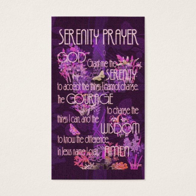 Memorial Kaart | Serenity Prayer Paars (Voorkant)