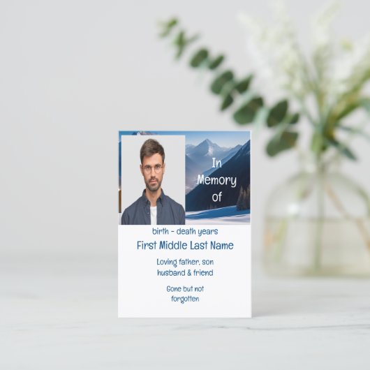 Memorial Keepomwille Beauful Mountain Peaks Visitekaartje (Staand voorkant)