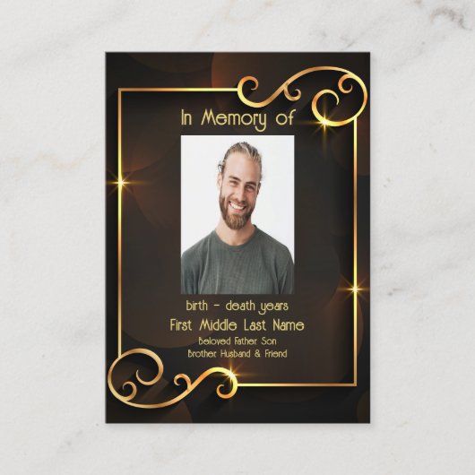 Memorial Keepomwille Classic Modern Black Gold Visitekaartje (Voorkant)