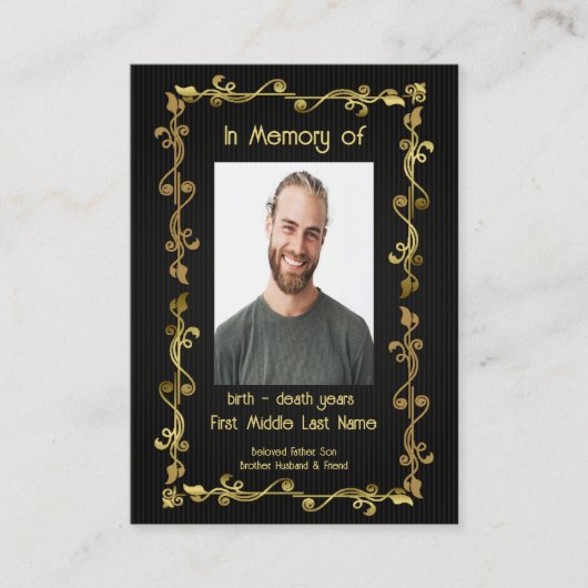 Memorial Keepomwille Classic Modern Black Gold Visitekaartje (Voorkant)