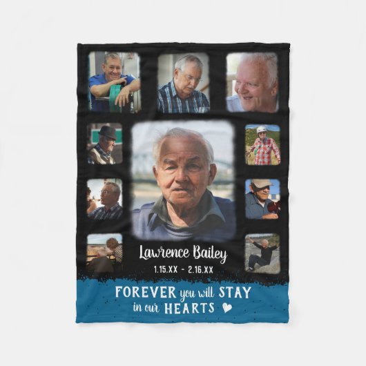 Memorial Keepomwille Edge Fade Photo Collage Blk B Fleece Deken (Voorkant)