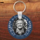 Memorial Keepomwille Floral Custom Photo Blue Sleutelhanger (Voorkant)
