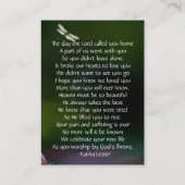 Memorial Keepomwille Memorial Dragonfly Lotus Flow Visitekaartje (Achterkant)