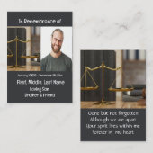 Memorial Keepsake Advocaat Recht Visitekaartje (Voorkant / Achterkant)
