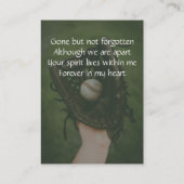 Memorial Keepsake Baseball Game Player Visitekaartje (Achterkant)