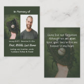 Memorial Keepsake Baseball Game Player Visitekaartje (Voorkant / Achterkant)