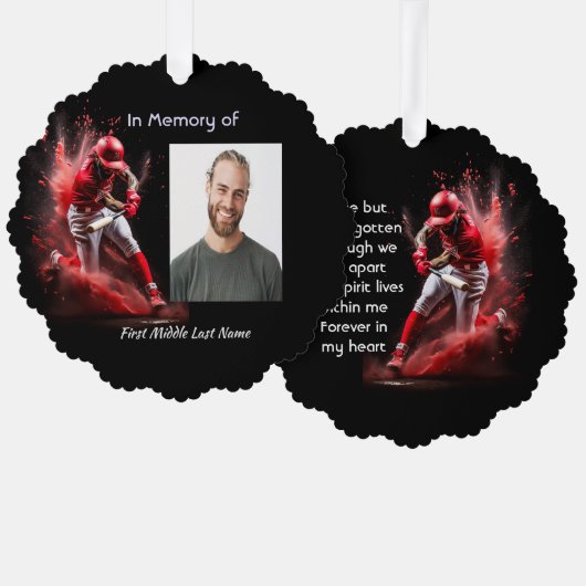 Memorial Keepsake Baseball Softball  Ornament Kaart (Voorkant / Achterkant)