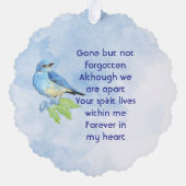  Memorial Keepsake Bluebird Garden Bird  Ornament Kaart (Achterkant)