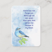 Memorial Keepsake  Bluebird Garden Bird  Visitekaartje (Voorkant)