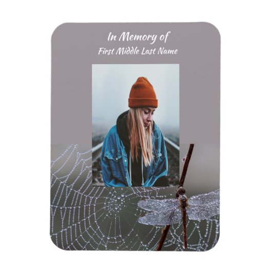 Memorial Keepsake Card Dragonfly Dewdrops Magneet (Verticaal)