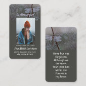 Memorial Keepsake Card Dragonfly Dewdrops Visitekaartje (Voorkant / Achterkant)