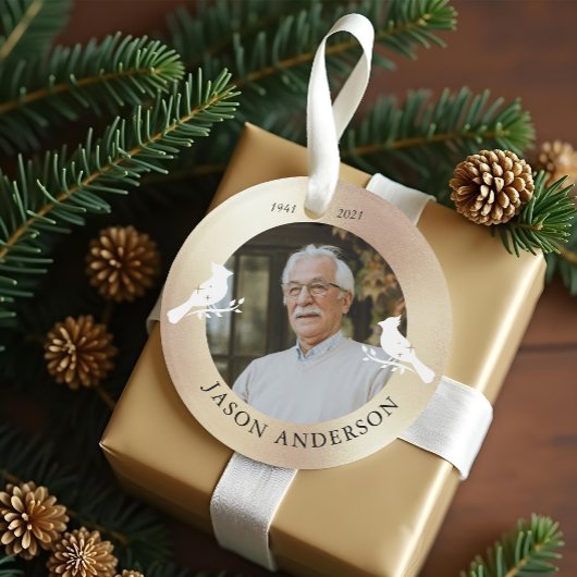 Memorial Keepsaké Cardinal Bird Faux Gold Photo