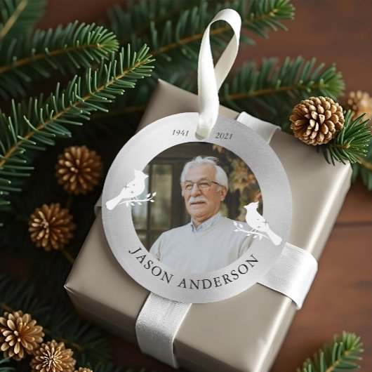 Memorial Keepsaké Cardinal Bird Faux Silver Photo