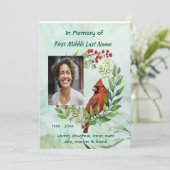 Memorial keepsake Cardinal Bird Kaart (Staand voorkant)