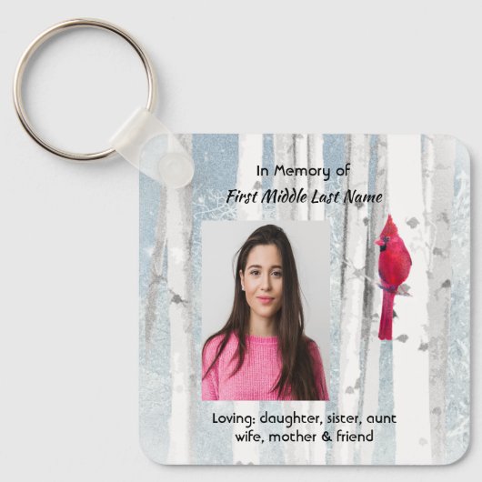 Memorial Keepsake Cardinal Bird Sleutelhanger (Voorkant)