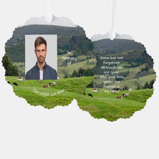 Memorial Keepsake Cattle Farm Landscape  Ornament Kaart (Voorkant / Achterkant)