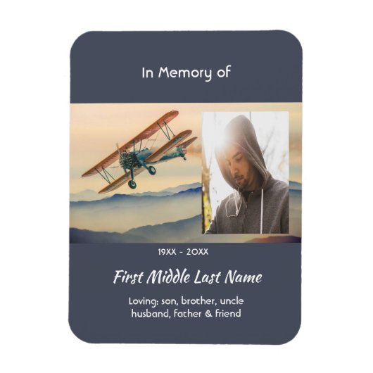 Memorial Keepsake Clouds Biplane Sky Magneet (Verticaal)