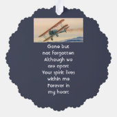 Memorial Keepsake  Clouds Biplane Sky Ornament Kaart (Achterkant)