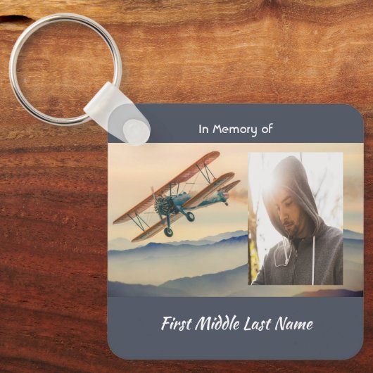 Memorial Keepsake  Clouds Biplane Sky Sleutelhanger (Voorkant)