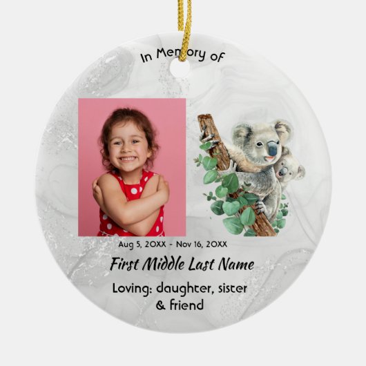 Memorial Keepsake Cute Koala Children Keramisch Ornament (Voorkant)