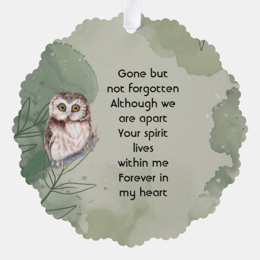 Memorial Keepsake Cute Owl Bird Ornament Kaart (Achterkant)