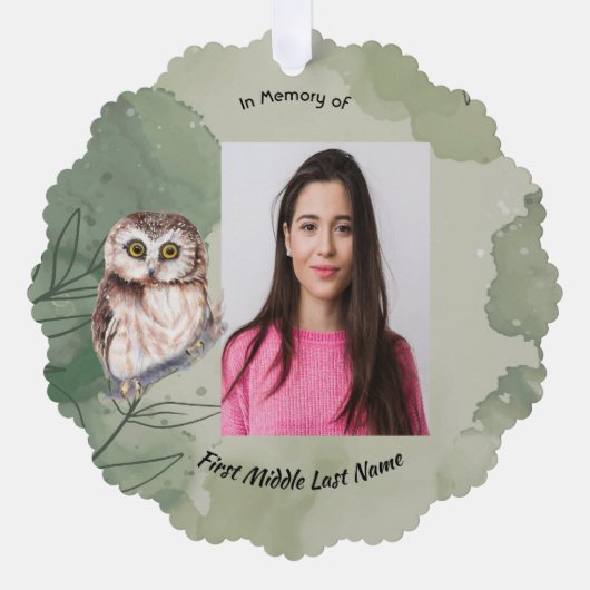 Memorial Keepsake Cute Owl Bird Ornament Kaart (Voorkant)
