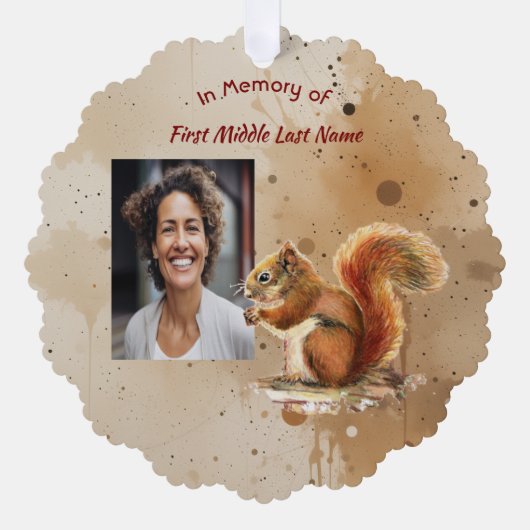 Memorial Keepsake Cute Red Squirrel Ornament Kaart (Voorkant)
