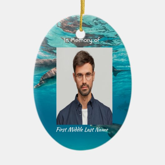 Memorial Keepsake Dolphins Underwater Ocean Keramisch Ornament (Voorkant)