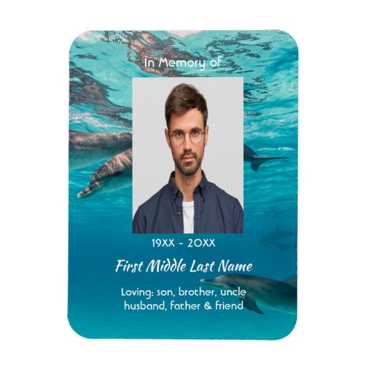 Memorial  Keepsake Dolphins Underwater Ocean Magneet (Verticaal)