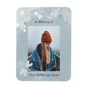 Memorial Keepsake Dragonfly Witte Bloem Magneet