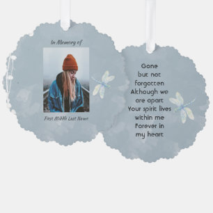 Memorial Keepsake Dragonfly Witte Bloem Ornament Kaart