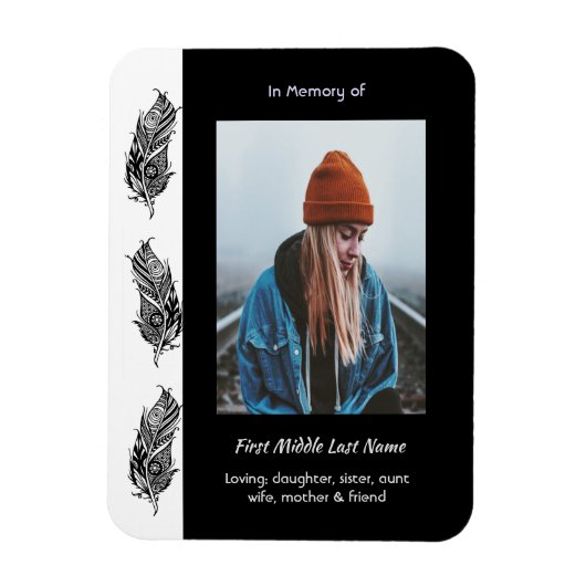 Memorial Keepsake Feather Tribal Boho  Magneet (Verticaal)