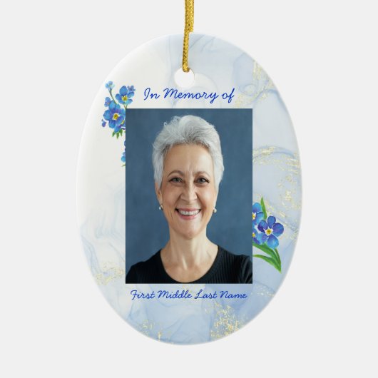 Memorial Keepsake Forget me Not" Flowers Keramisch Ornament (Voorkant)