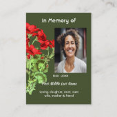 Memorial Keepsake Geranium Flower Visitekaartje (Voorkant)