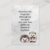 Memorial Keepsake Hedgehog Children   Visitekaartje (Achterkant)