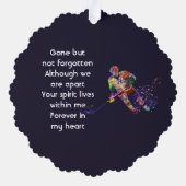 Memorial Keepsake Hockey Player Sport Ornament Kaart (Achterkant)