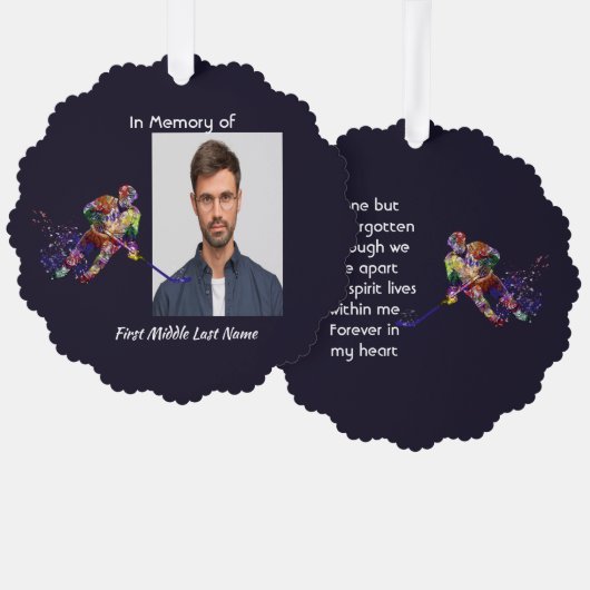 Memorial Keepsake Hockey Player Sport Ornament Kaart (Voorkant / Achterkant)