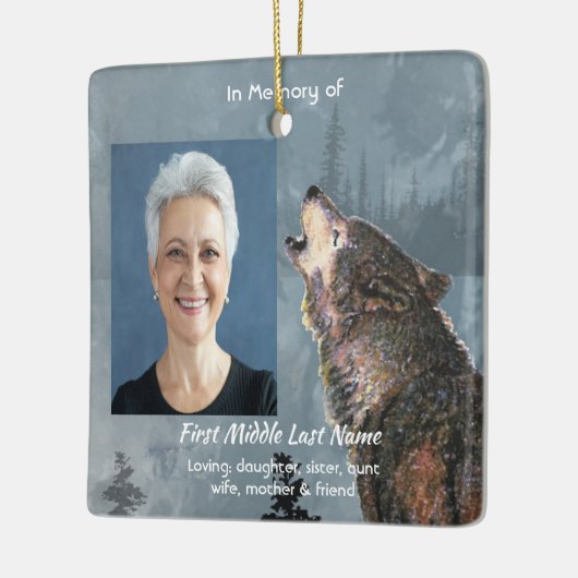 Memorial Keepsake Howling Wolf Art Keramisch Ornament (Links)